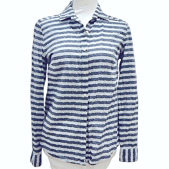 J. McLaughlin Button Down Striped Blouse - Picture 1 of 13